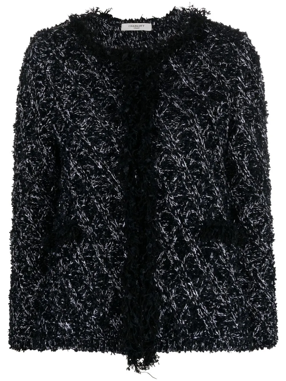 

Charlott textured frayed-trim jacket - Negro