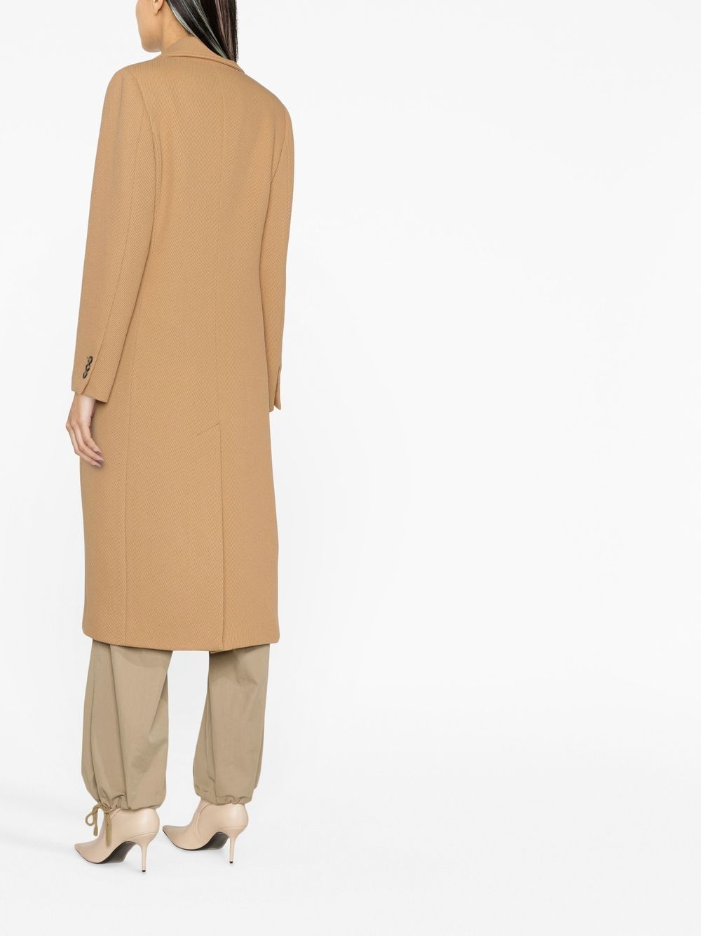 Shop Msgm Double-breasted Virgin Wool-blend Coat In Brown