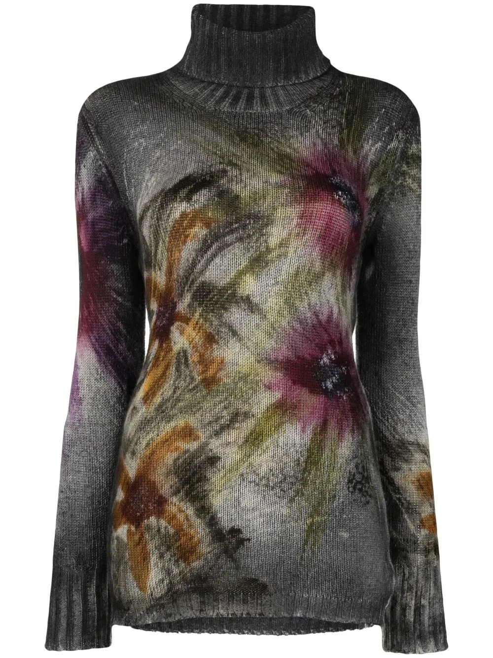 

Avant Toi painterly-print roll neck jumper - Green