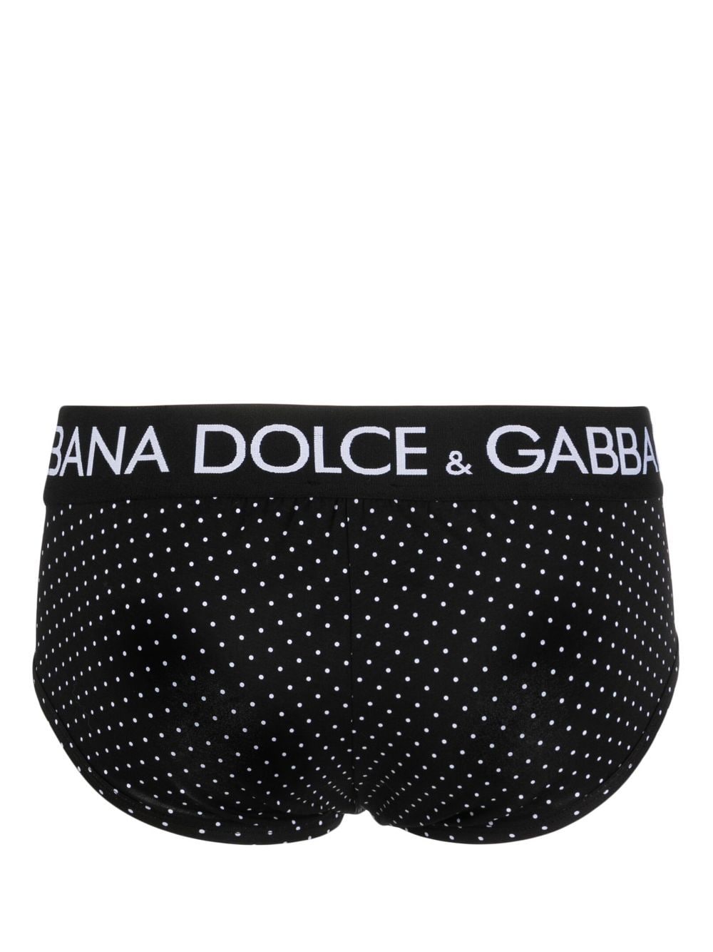 Shop Dolce & Gabbana Logo-waistband Polka-dot Briefs In Black
