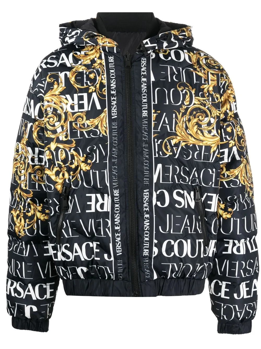 

Versace Jeans Couture logo-print zip-up hooded jacket - Black