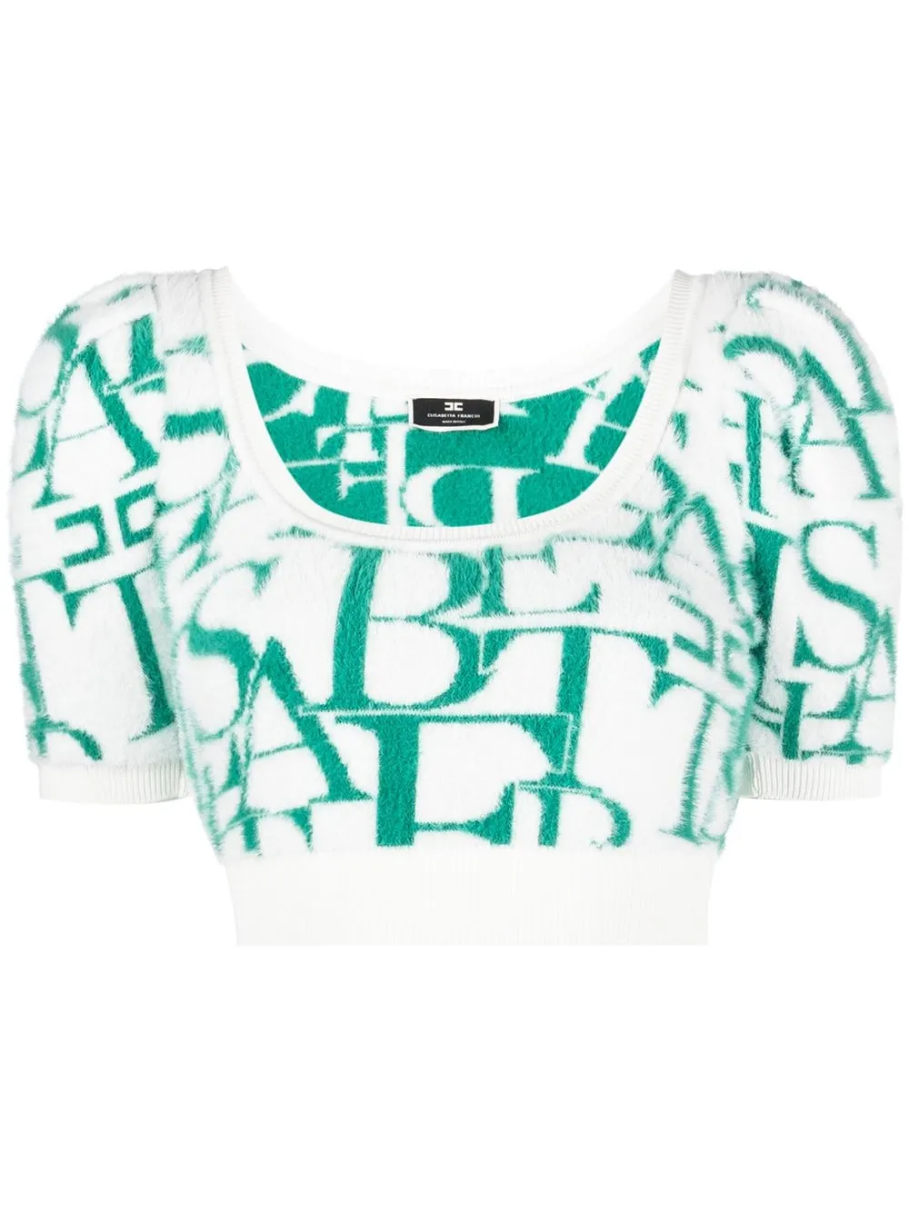 

Elisabetta Franchi logo-intarsia brushed crop top - White