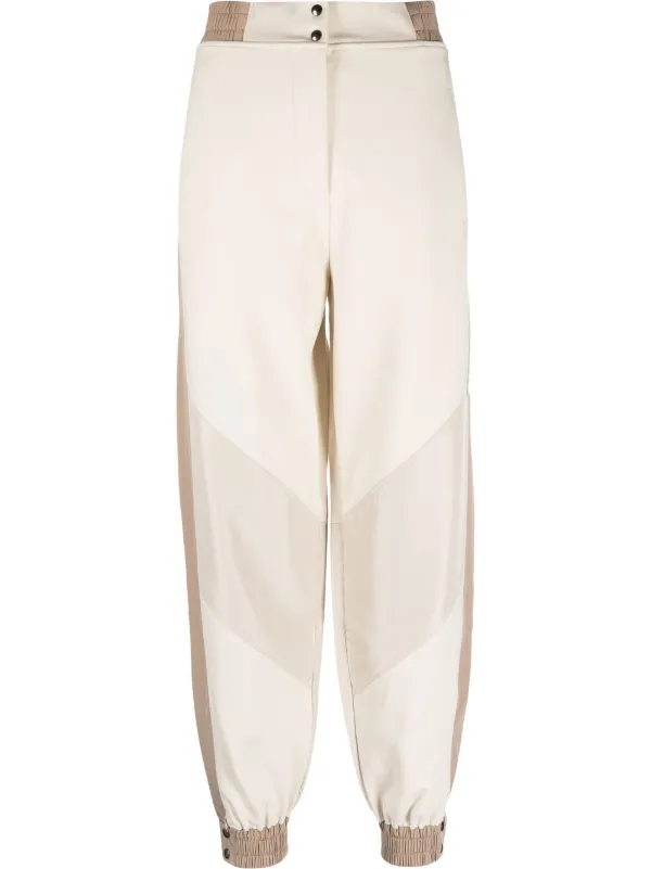 Eleventy Panelled Jersey-knit Trousers in Neutrals