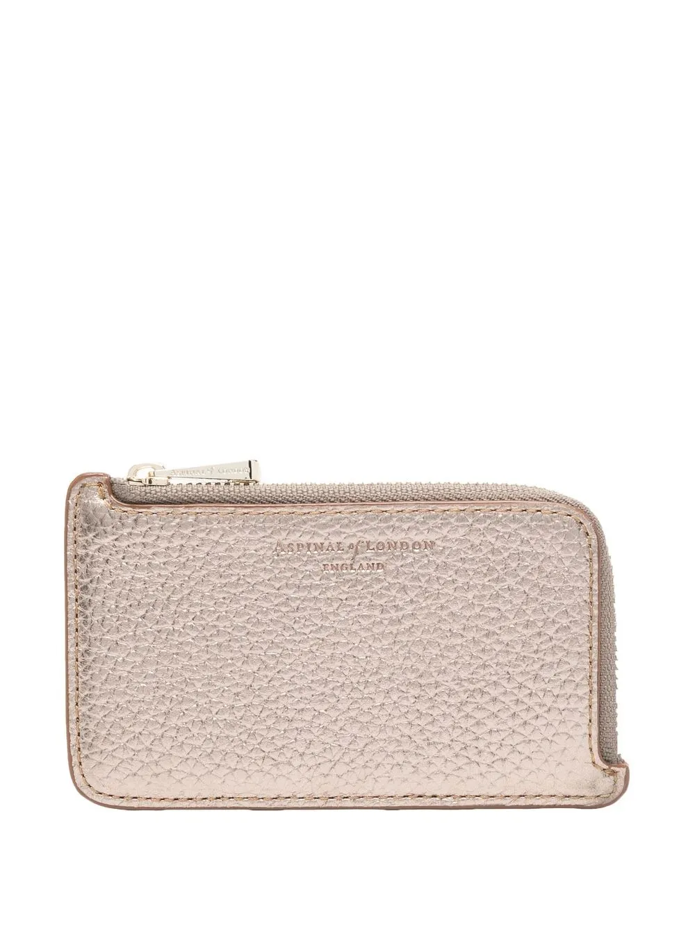 

Aspinal Of London metallic pebbled-leather zipped purse - Neutrals