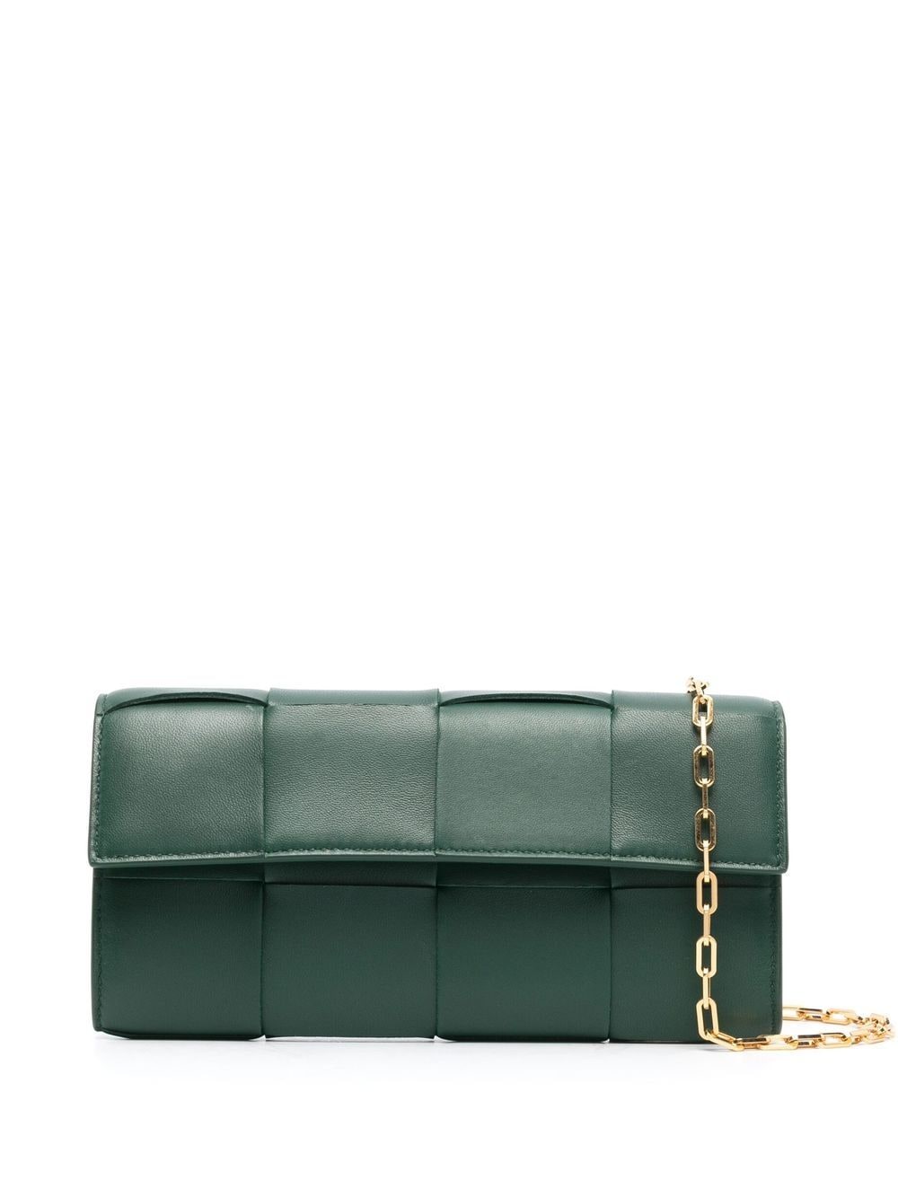 Bottega Veneta Cassette Leather Clutch Bag In Green