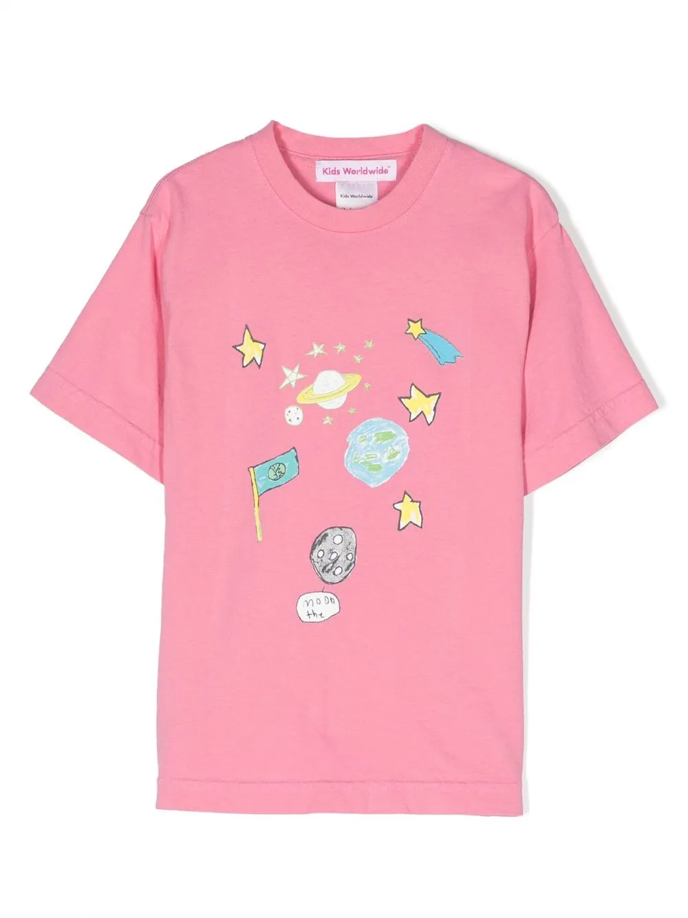 Kids Worldwide hand-drawn space print T-shirt | Pink | Image 1