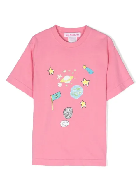 Kids Worldwide hand-drawn space print T-shirt