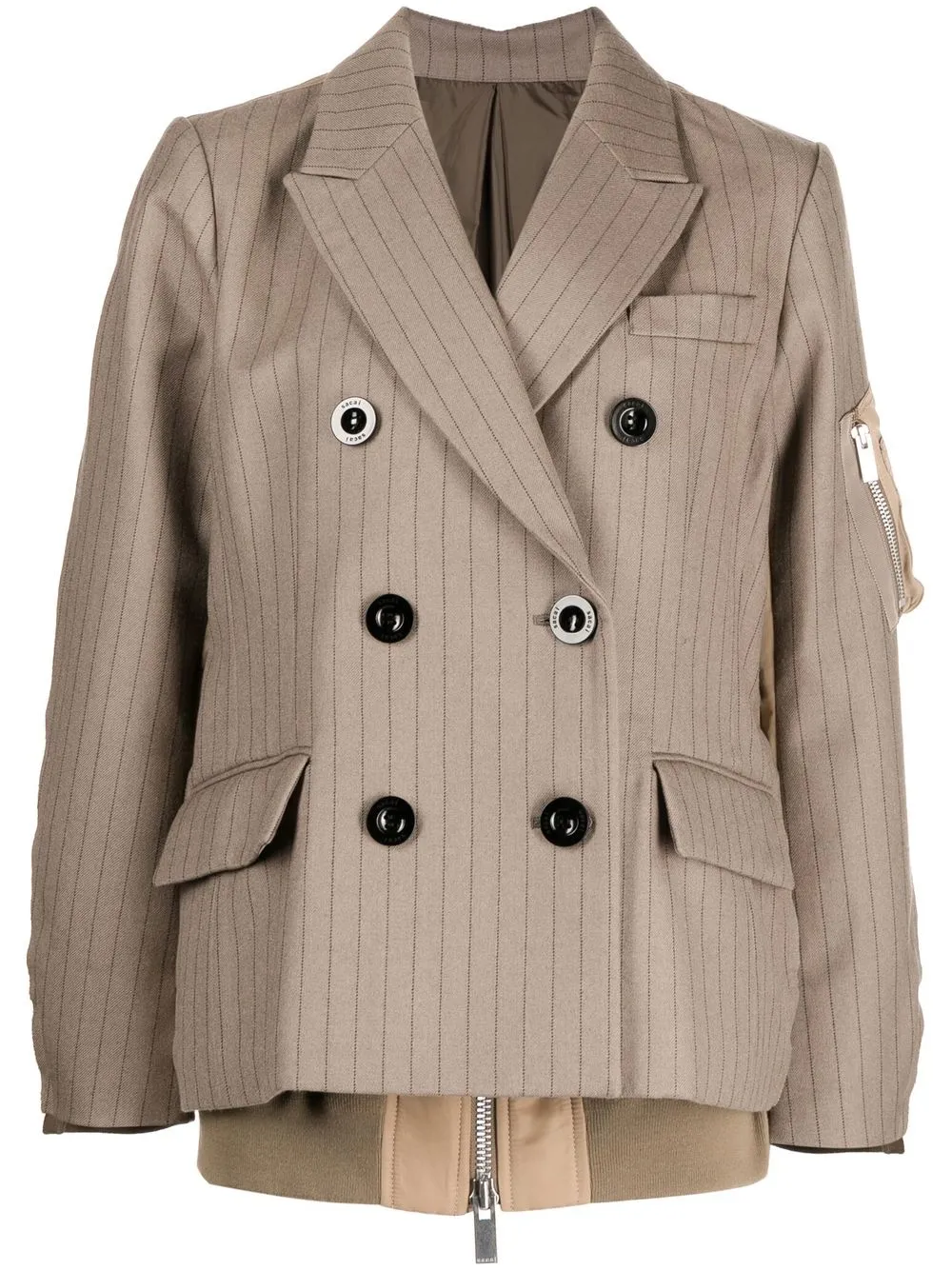 

sacai pinstripe double-breasted jacket - Brown