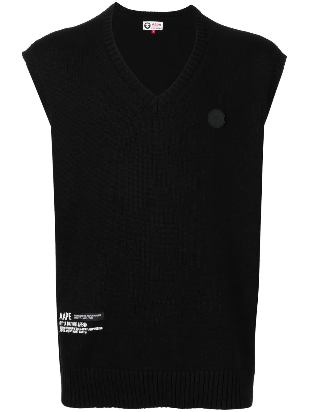 AAPE BY *A BATHING APE® logo-patch knit sweater vest - Black