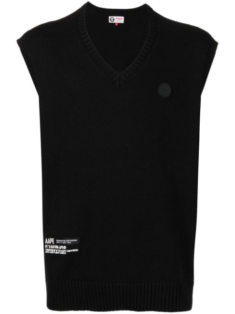 AAPE BY *A BATHING APE logo-patch knit sweater vest Men