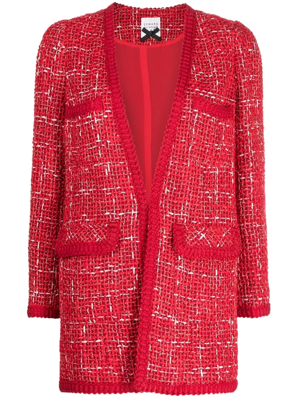 

Edward Achour Paris scallop-edge tweed jacket - Red