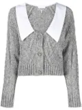 GANNI contrasting-collar cable-knit cardigan - Grey