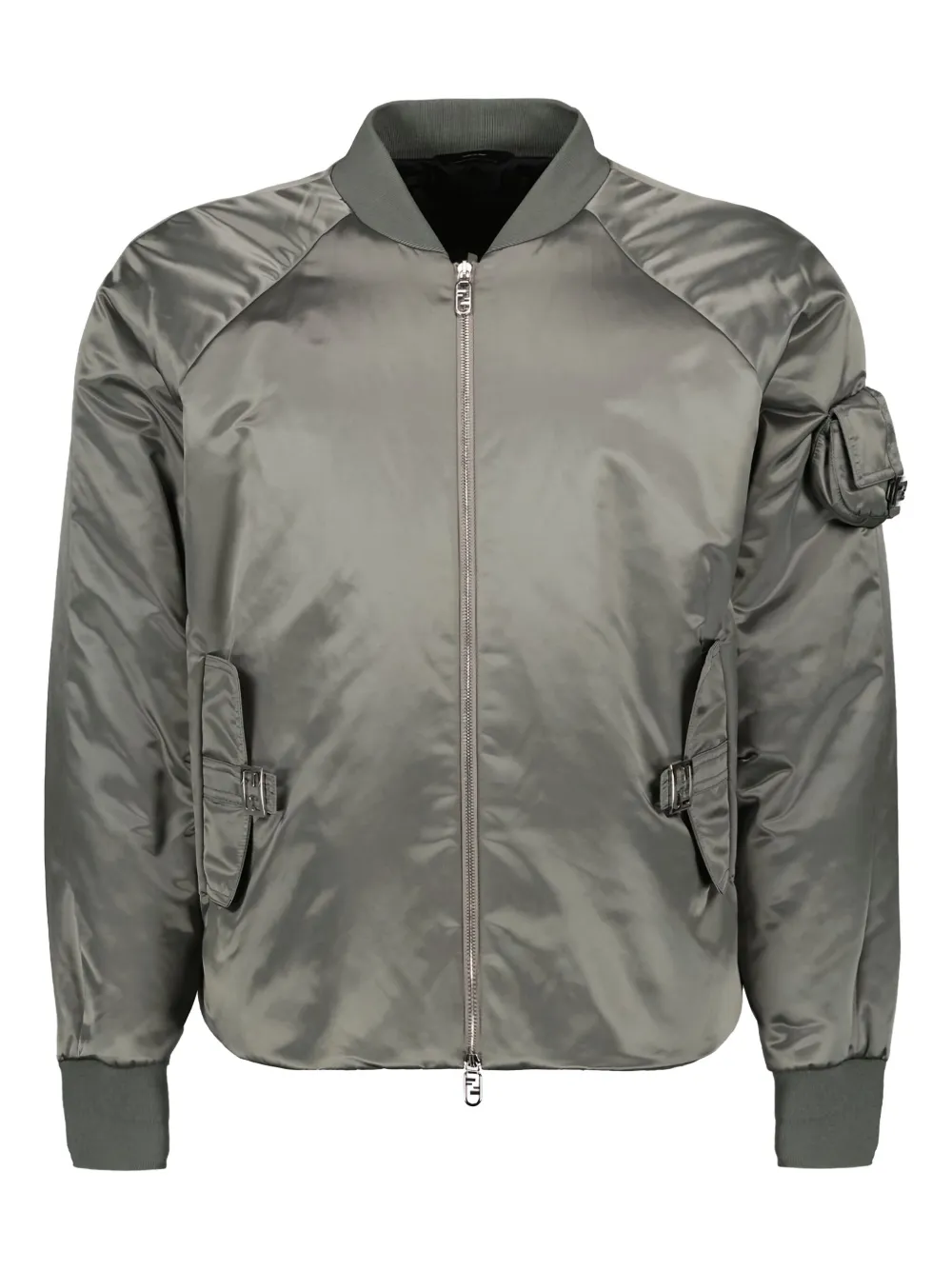 FENDI satin zip-up bomber jacket | Grey | Image 1