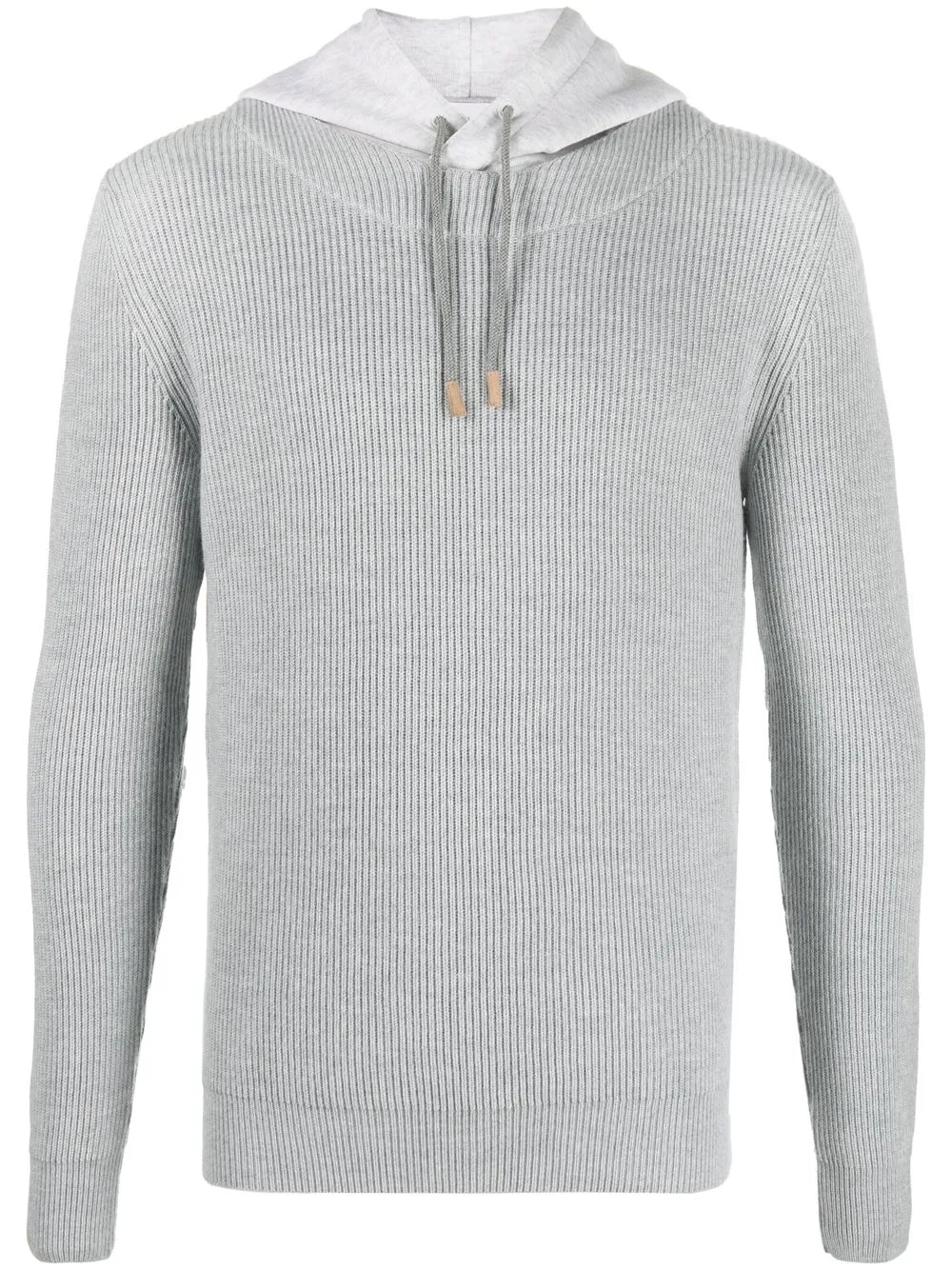 

Eleventy rib-knit drawstring hoodie - Grey