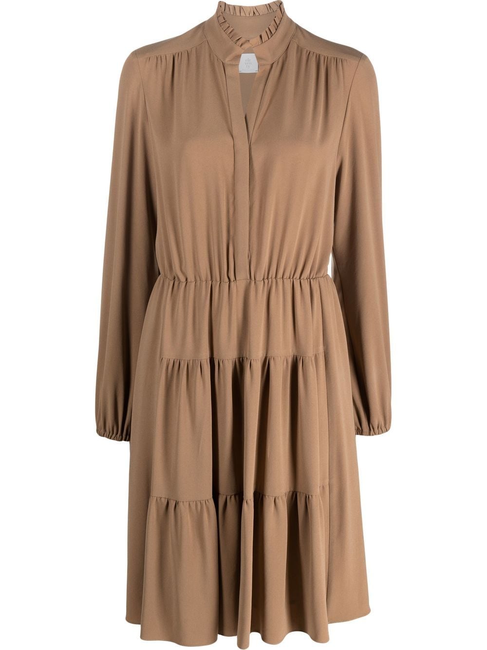 Eleventy Tiered Long-sleeved Dress In Brown