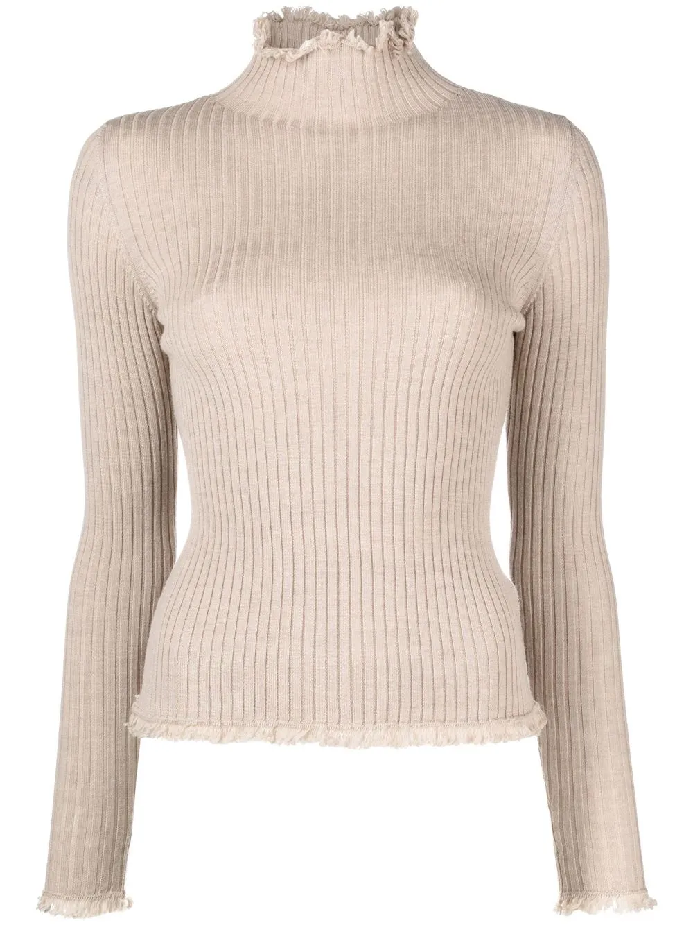 

Eleventy fringed high-neck wool jumper - Neutrals