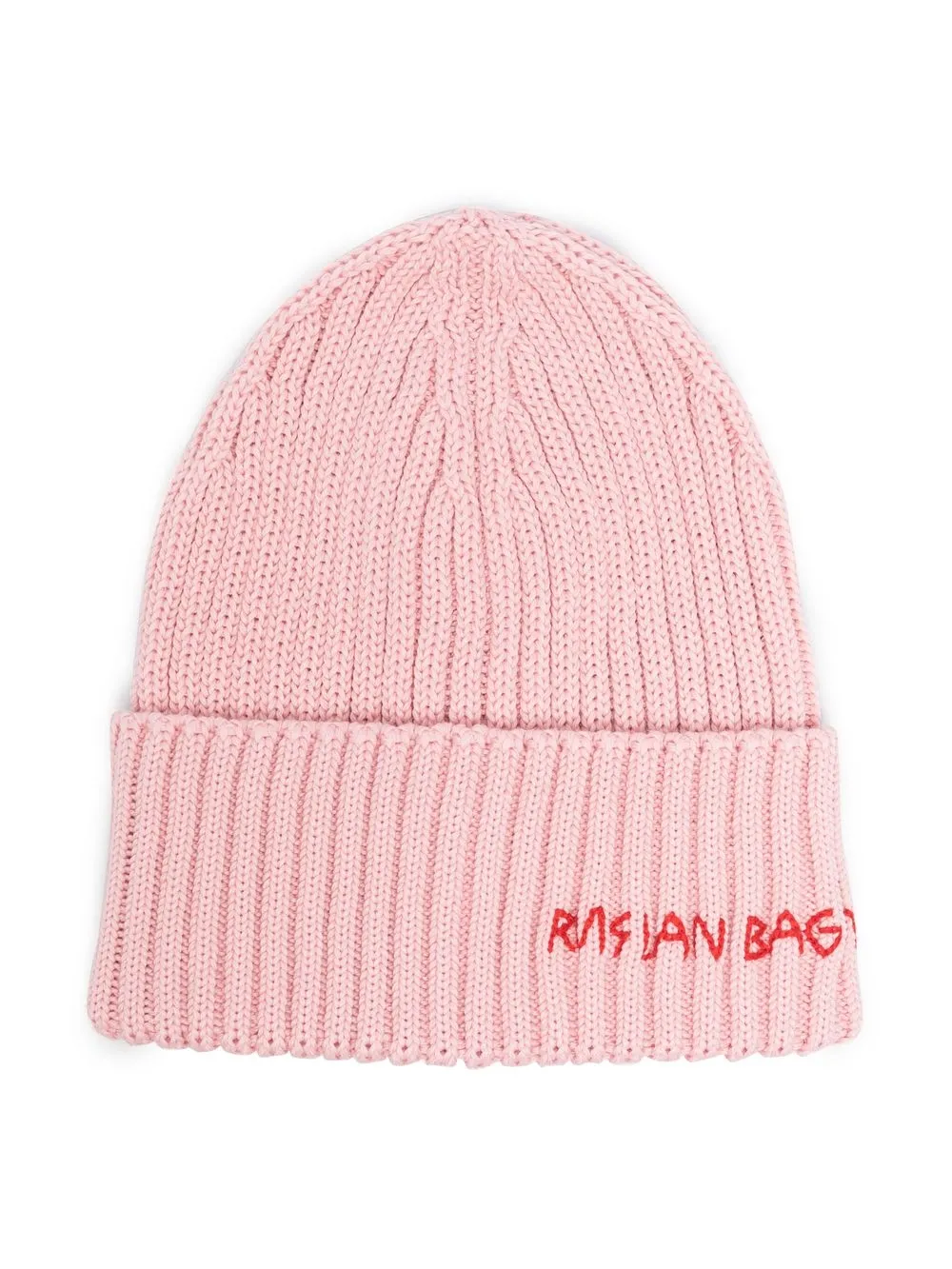 Ruslan Baginskiy Hand-embroidered Ribbed Beanie In Pink