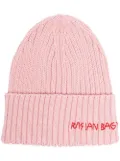 Ruslan Baginskiy hand-embroidered ribbed beanie - Pink
