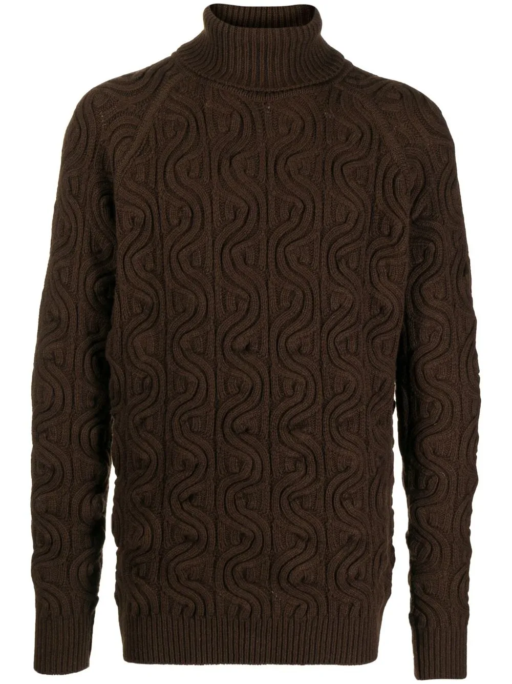 Kolor Cable-knit Roll Neck Jumper In Brown