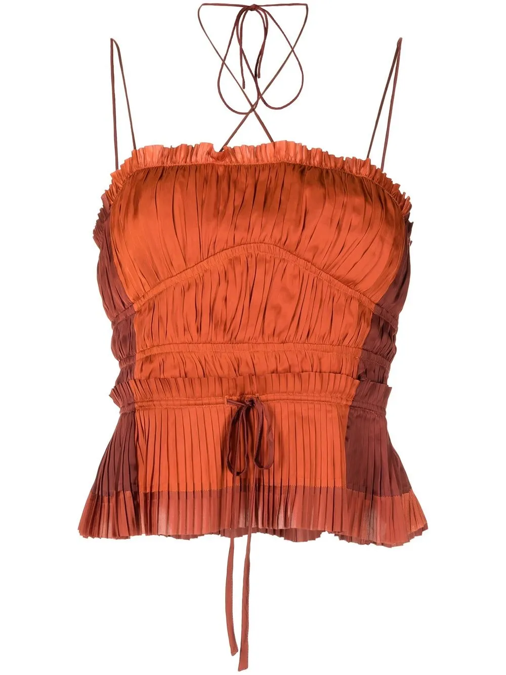 

Ulla Johnson plissé patchwork top - Orange