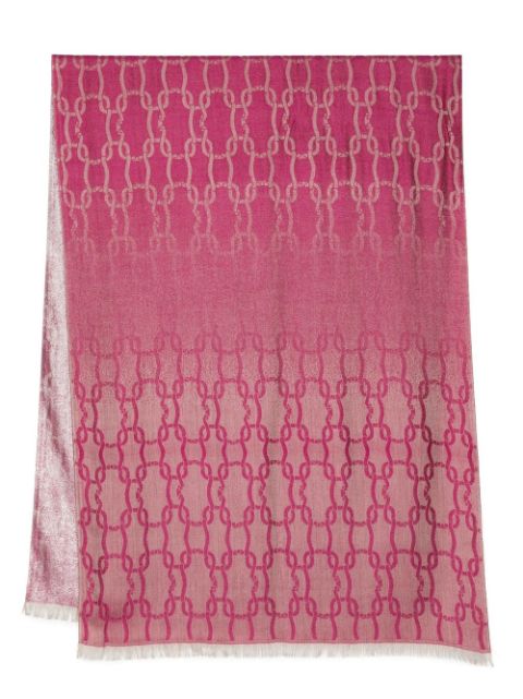 Agnona monogram jacquard fringed scarf