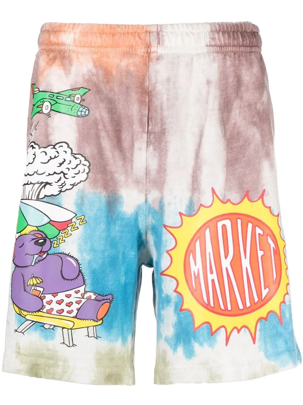 

MARKET shorts deportivos con estampado tie-dye - Marrón