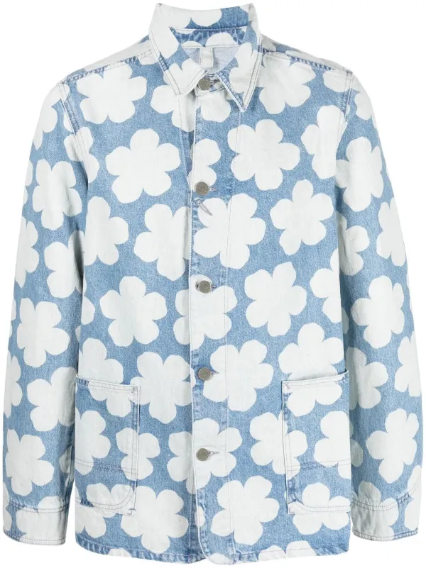 Kenzo Printed Denim Jacket Sky Blue