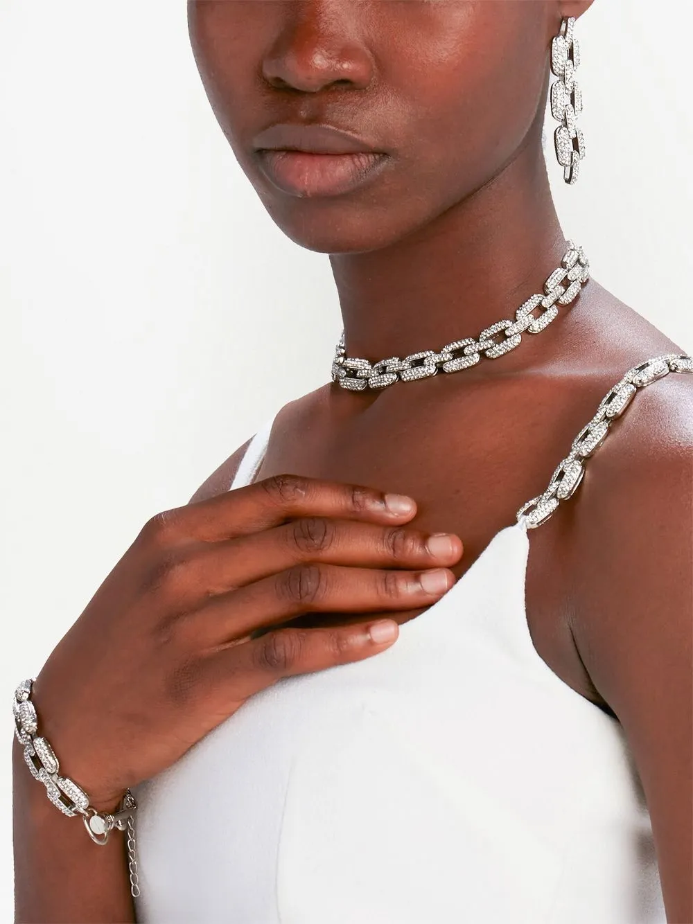 

Christopher Kane crystal-embellished chain-link necklace - Silver