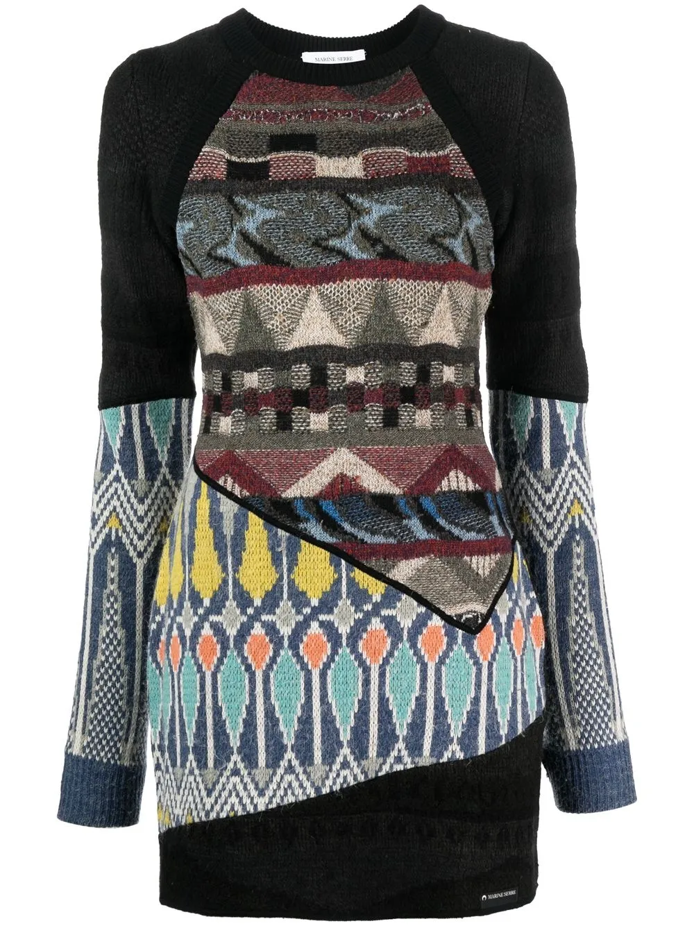 

Marine Serre long-sleeve knitted dress - Black