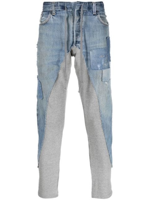 Greg Lauren jeans capri con detalle patchwork 
