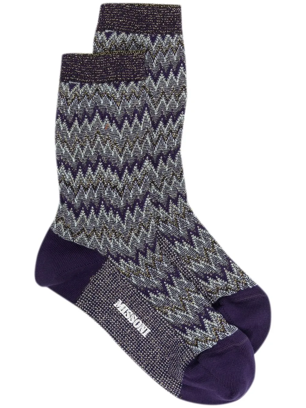 

Missoni metallic zigzag-woven socks - Blue