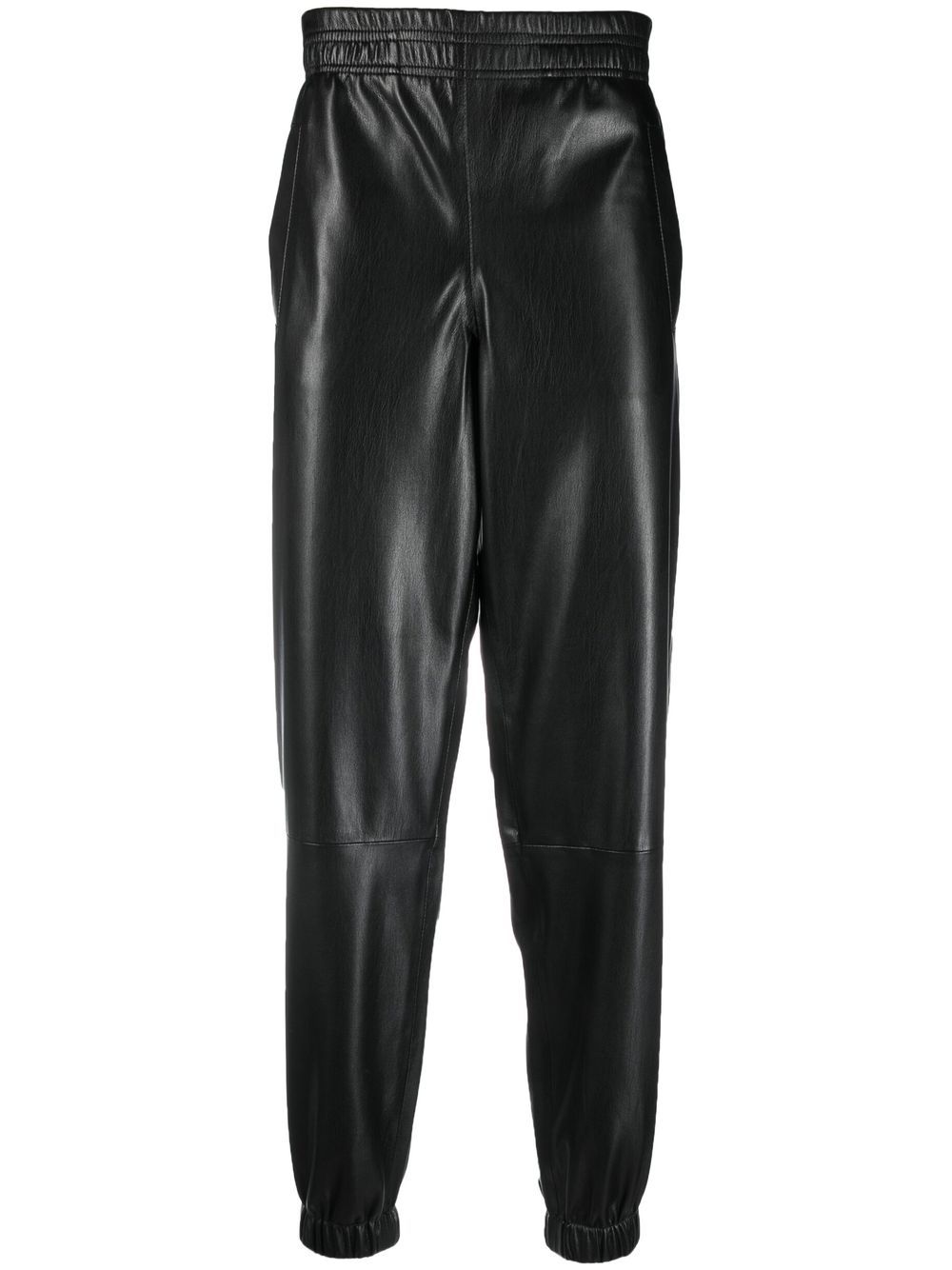 leather-effect straight-leg trousers