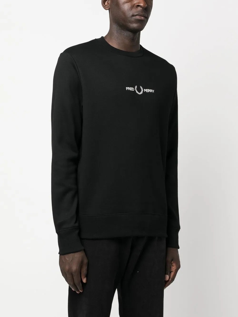  Fred Perry Sweatshirt Mit Logo Stickerei   Schwarz 
