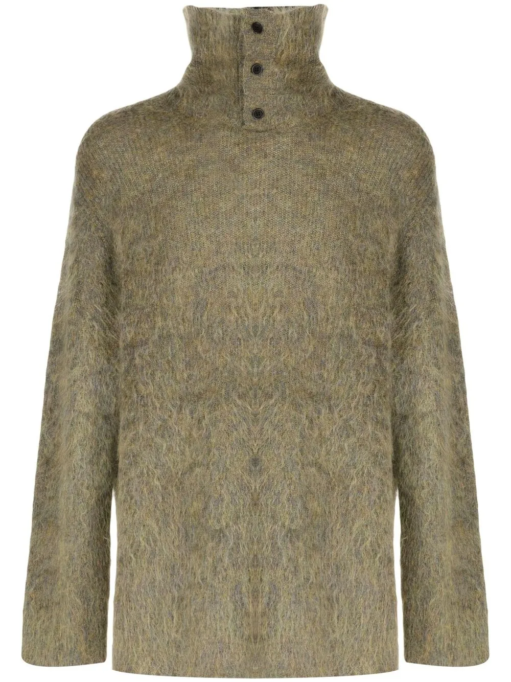 

Yohji Yamamoto button-front high neck jumper - Yellow