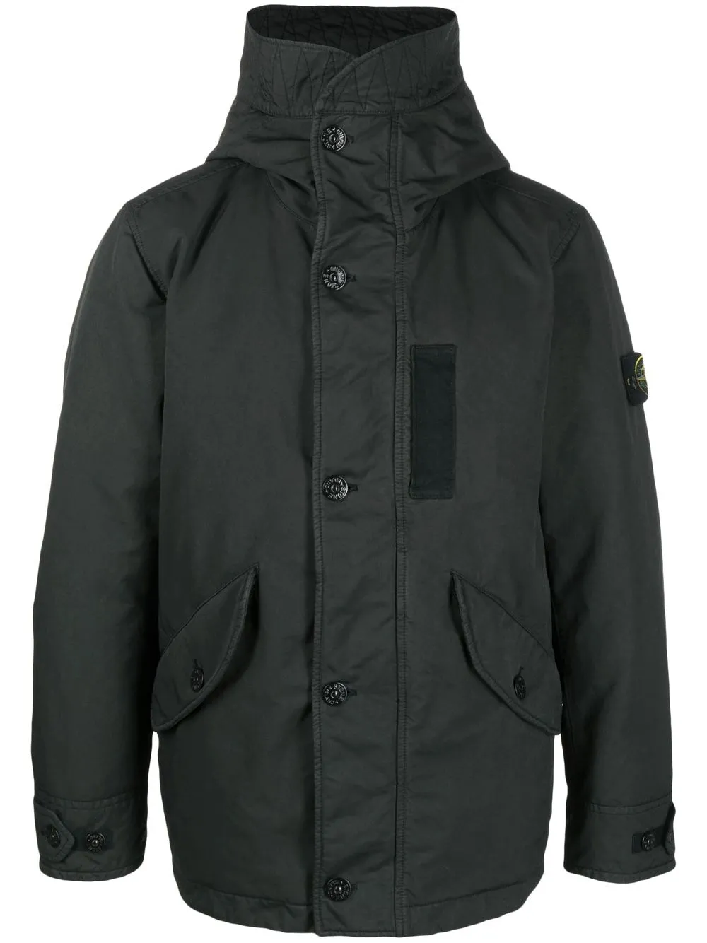 

Stone Island Compass-motif high neck jacket - Black