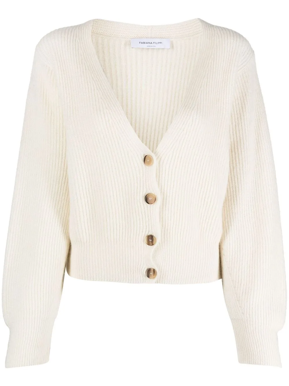 

Fabiana Filippi V-neck rib-knit cardigan - White