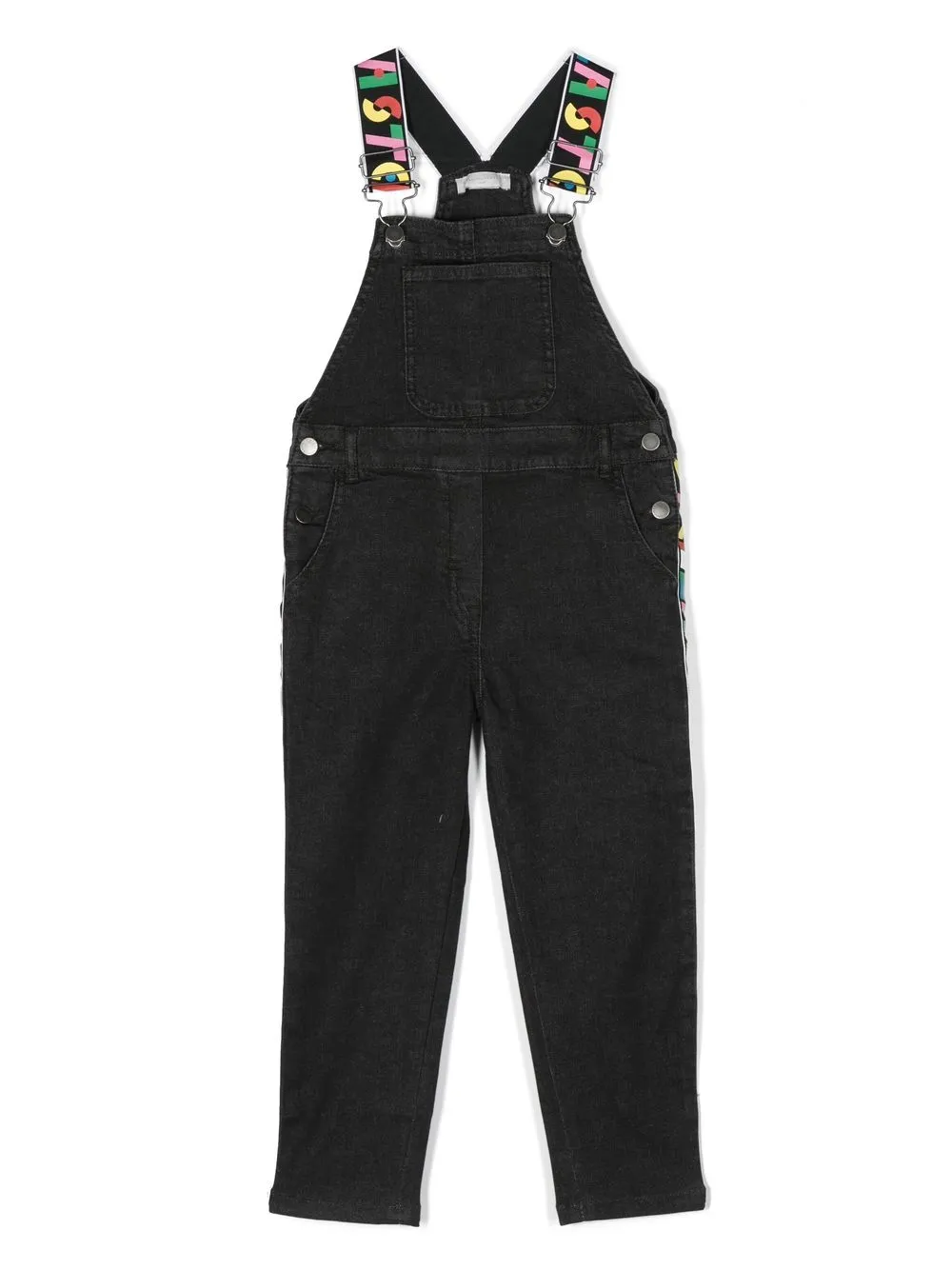 

Stella McCartney Kids overol con motivo de rayas y logo - Negro