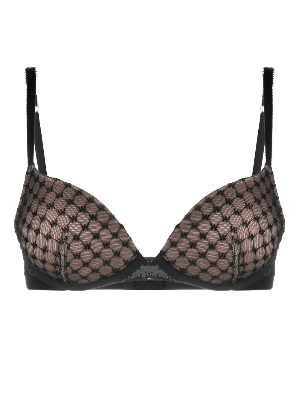 

Wolford monogram-pattern demi bra - Black