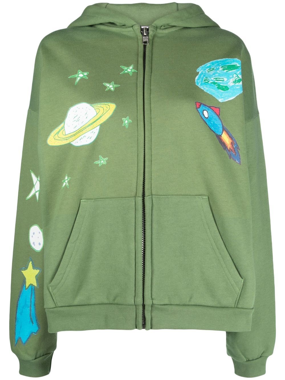 

Kids Worldwide space-print zip-up hoodie - Green