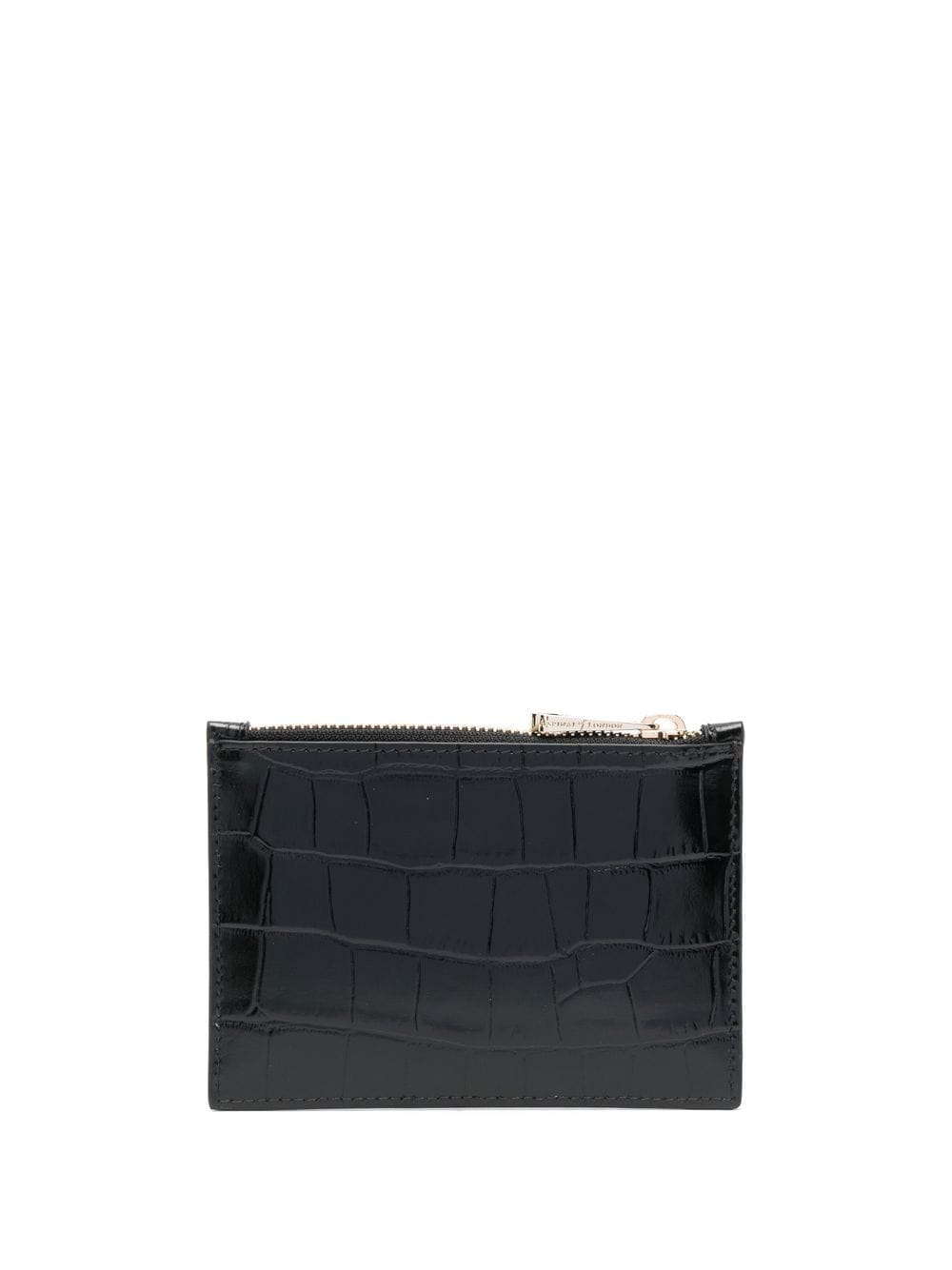Shop Aspinal Of London Embossed-crocodile Small Wallet In 黑色