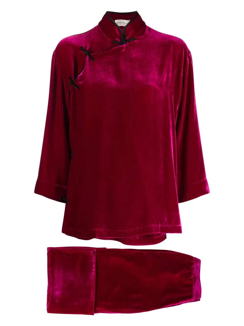 Olivia von Halle Harlow silk-velvet pajama set - Pink