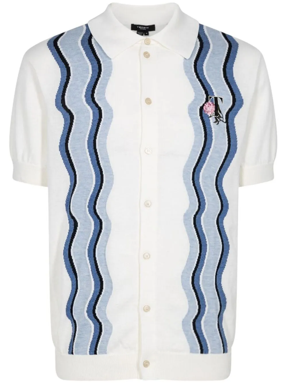 

Twenty Montreal swirl stripe knit polo shirt - White