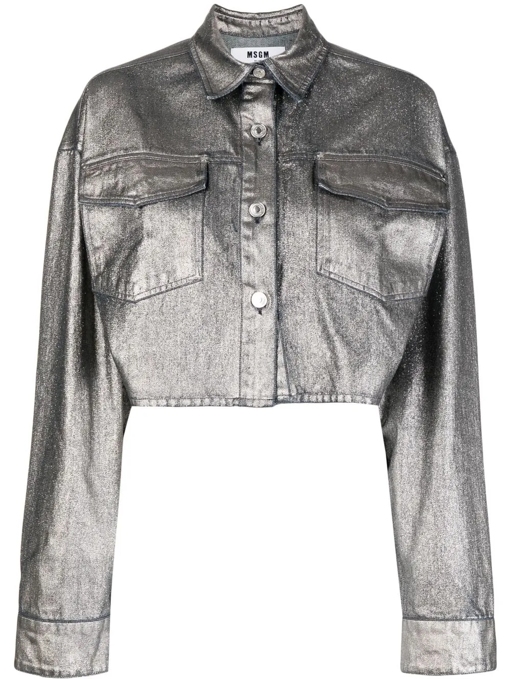 

MSGM metallic-effect cropped jacket - Silver