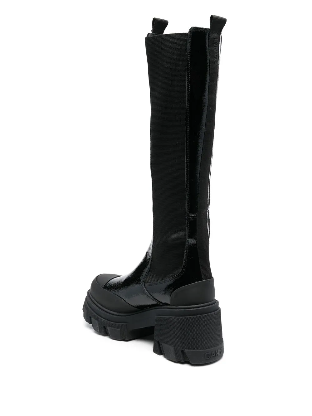 Ganni Cleated Knee-high Boots In Black