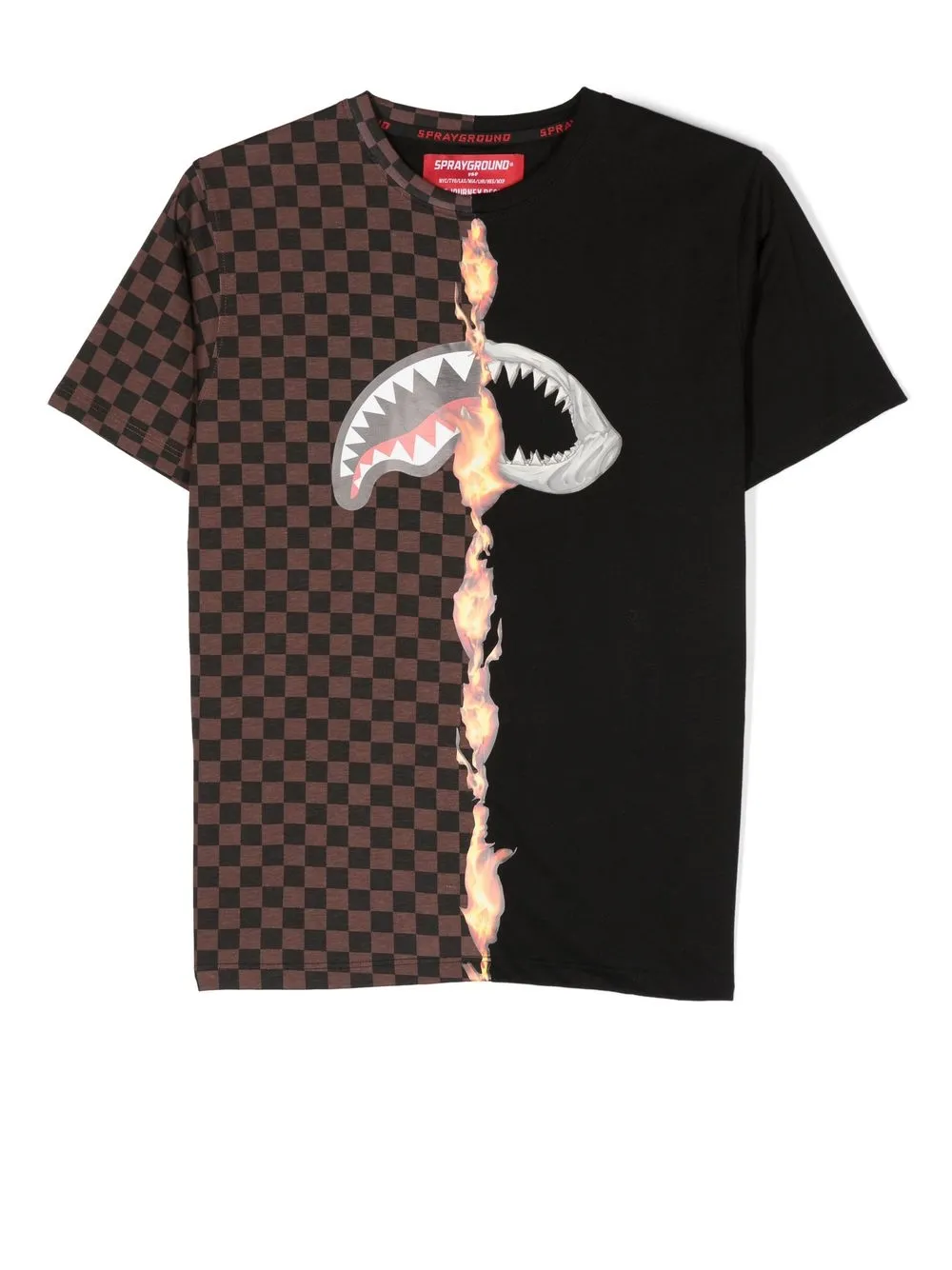 

sprayground kid graphic print checked T-shirt - Black
