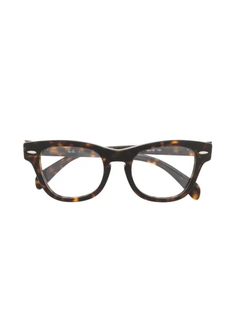 RAY-BAN JUNIOR tortoiseshell-effect round-frame glasses