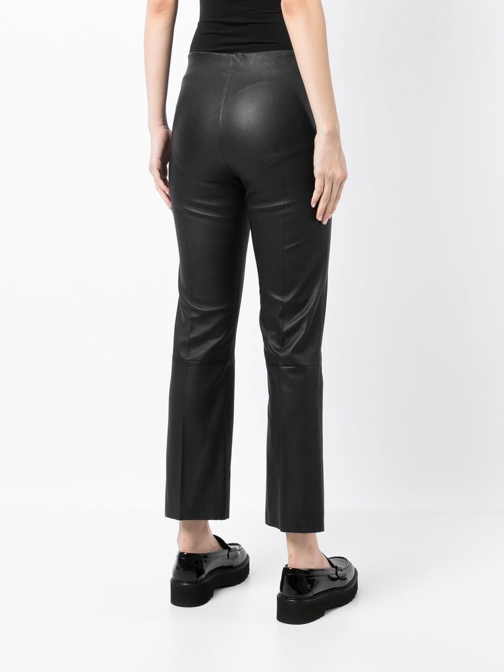 Shop By Malene Birger Florentina Cropped Leather Trousers In Black