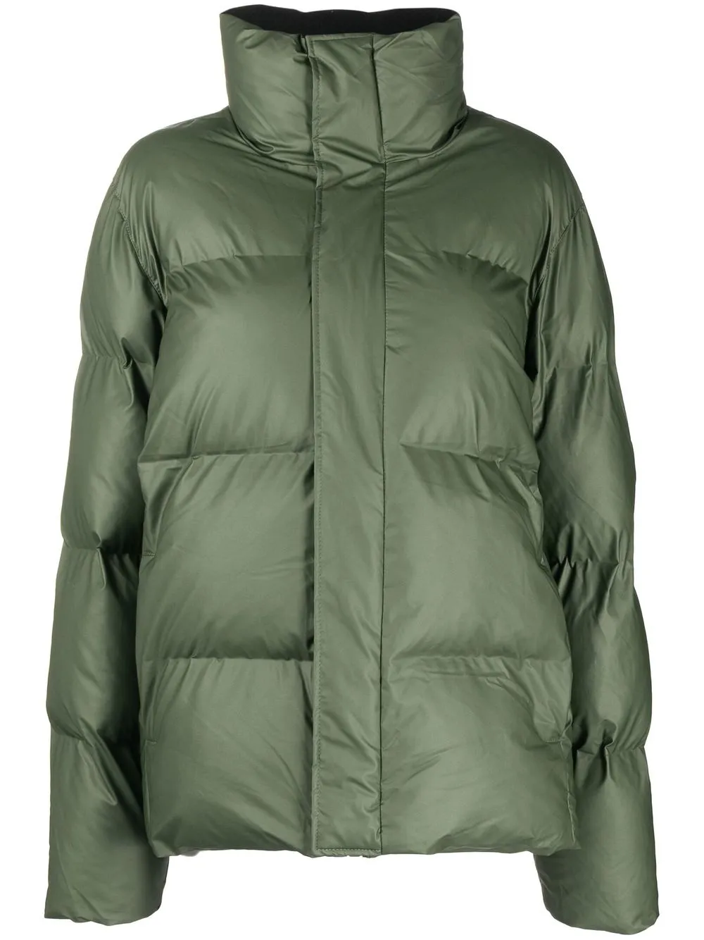 

Rains logo-print zip-up padded jacket - Green