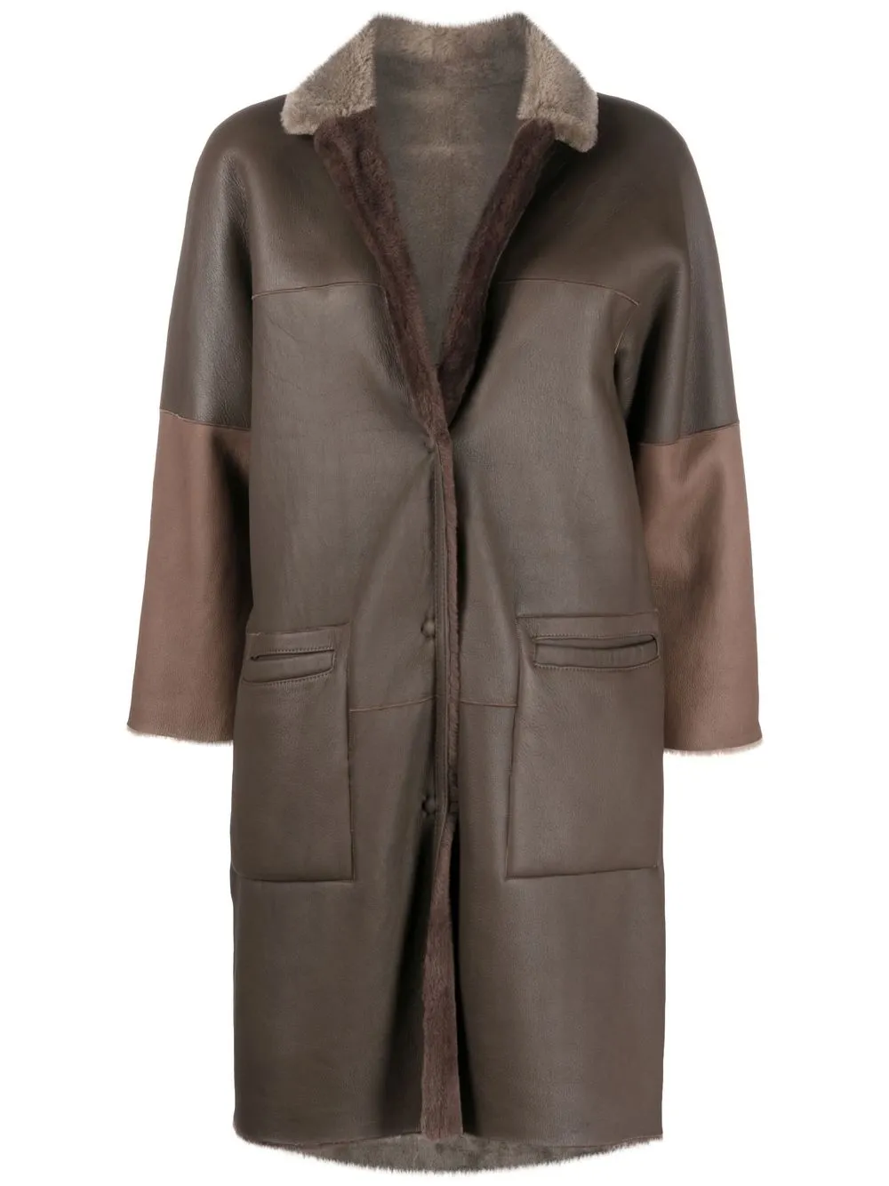 

V:PM ATELIER x Paisi reversible shearling coat - Brown