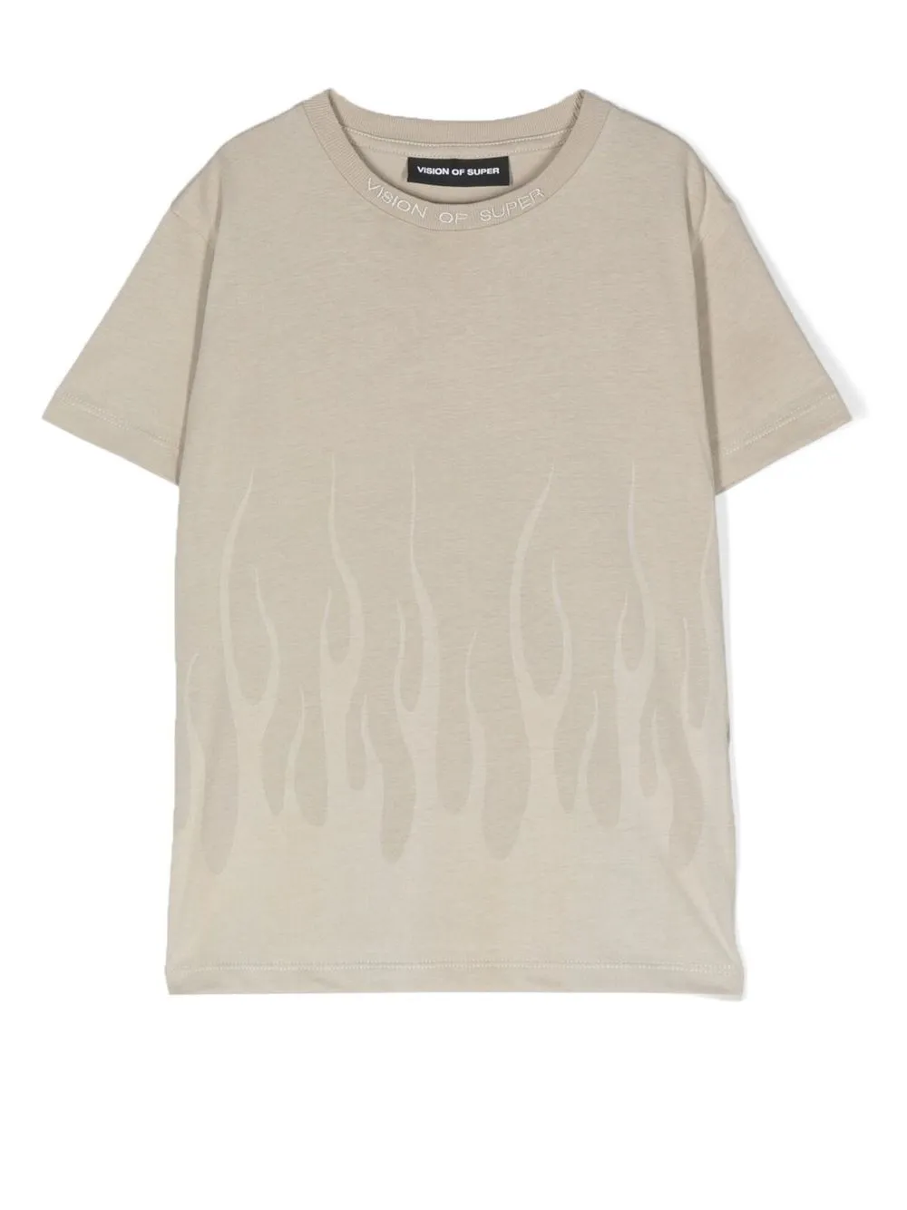 

Vision Of Super Kids flame-print cotton T-shirt - Grey
